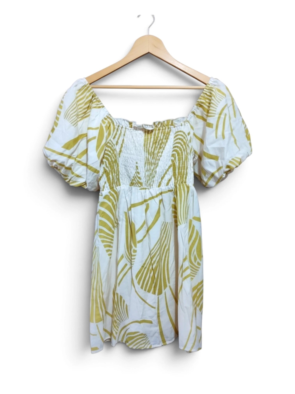 Urban Revivo Abstract Shell Print Mini Smock Dress Puff Sleeve Womens Medium